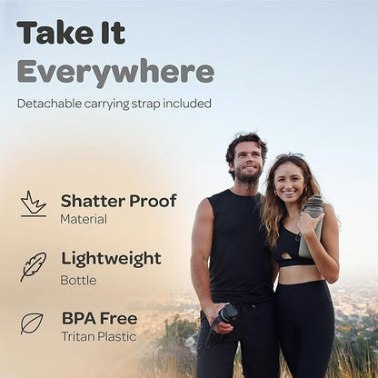Hydracy Water Bottle with Time Marker -Large BPA Free Water Bottle & No Sweat Sleeve -Leak Proof Gym Bottle with Fruit Infuser Strainer & Times to Drink -Ideal for Fitness Sports & Outdoors