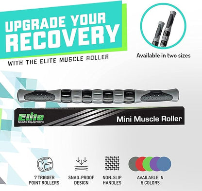 Elite Massage Roller Stick Targets Sore, Tight Leg Muscles to Prevent Cramps and Release Tension. It's Sturdy, Lightweight, Smooth Rolling and Thankfully This Lifesaver has Comfortable Handles.Silver
