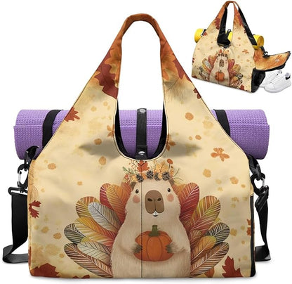 Gym Bag with Yoga Mat Holder Large Tote Bag With Multi Pockets for Women Men Dry Wet Separated Pocket Carryall Yoga Tote Bag for Pilates Travel Workout Office