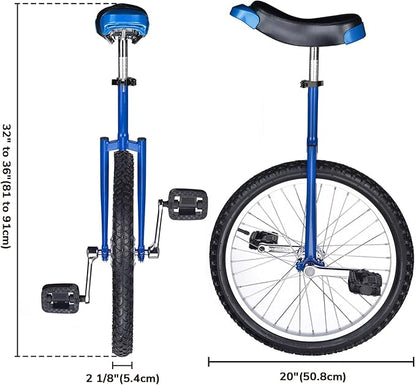AW 16/18/20/24 Inch Wheel Outdoor Unicycle Adjustable Seat Exercise Bicycle Fit Adults Kids Outdoor Sports Fitness Exercise, for Choice