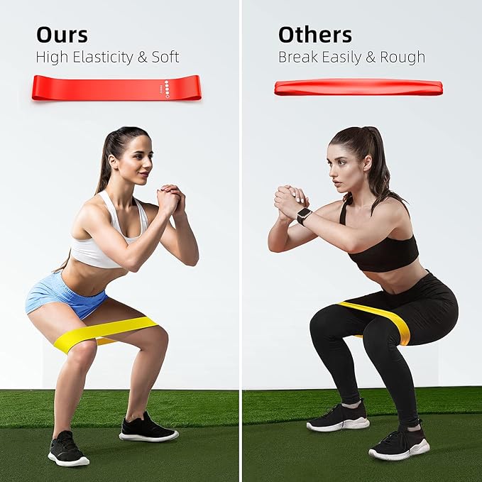 Resistance Bands for Working Out, 5-Pack Elastic Exercise Bands for Strength Training, Stretching, Workout; Home Gym Equipment for Women Men, Pilates Yoga Physical Therapy, Leg Glute Arm Exercise Kit