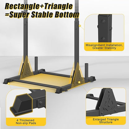 Pull Up Station, Strength Training Workout Pull Up Bar Free Standing for Home Gym, Adjustable Heavy Duty Pullup Bar Station Outdoor/Indoor, 600LBS Weight Capacity