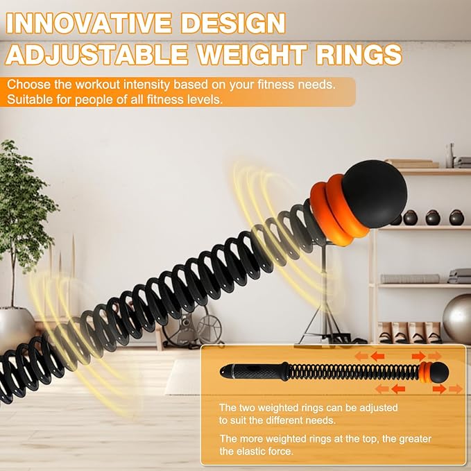 2 PCS Weighted Ropeless Battle Ropes,Portable Cordless Battle Ropes for Home Gym,Adjustable Resistance Portable Cordless Jump Rope Workout Equipmen,Exercise Rope for Strength Building, HIIT(GRAR)