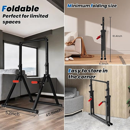 DOBESTS Power Tower Pull Up Bar Free Standing, Adjustable Foldable Pull Up Station, Home Gym Strength Training Equipment 700LBS