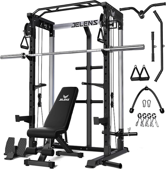 C21 Power Cage, 2000LBS Multi-Function Power Rack with Independent Dual Pulley System, All-in-One Squat Rack for Cable Crossover, Home Gym Workout Machine