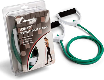 Champion Sports Resistance Tube Bands for Men and Women, 10 lbs - 100 lbs Resistance - Durable Stretch Fitness Band for Strength Training, Stretching, Rehabilitation - Premium Home Workout Equipment