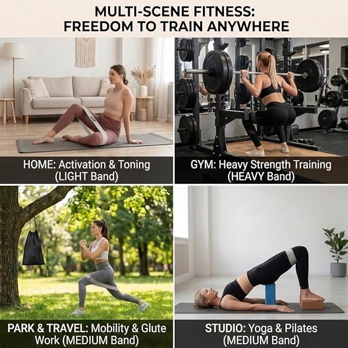 Resistance Bands Set of 3, Light Medium Heavy Exercise Workout Bands for Women Men, Strength Training Elastic Bands for Home Gym, Fitness Pilates Equipment
