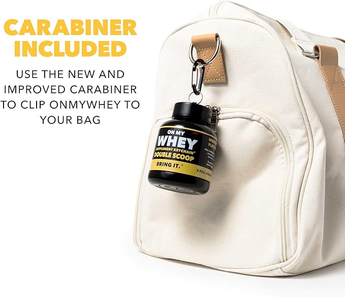 ONMYWHEY Protein Powder Container to Go - Travel Water Bottle Funnel for Mixes, Portable Pre Workout Supplement Containers & Dispenser Funnels, Mini Preworkout Supplements Holder Keychain Bottles