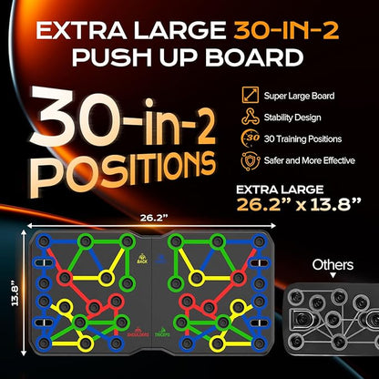 AERLANG Extra Large Push Up Board 26.2" x 13.8", Portable 30-in-2 Workout Set for Push Up, Multi-functional Pushup Stands for Strength Training, Fat Burning Push Up Bar for Home Gym
