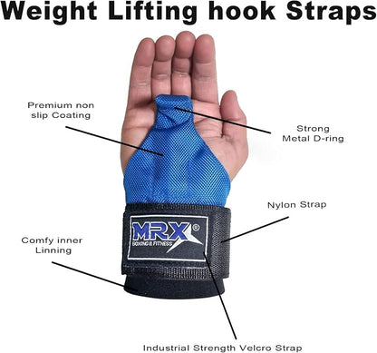 MRX Power Weight Lifting Straps Wrist Support Heavyduty Gym Training Bandage Cordura Hook Deadlifting Wraps