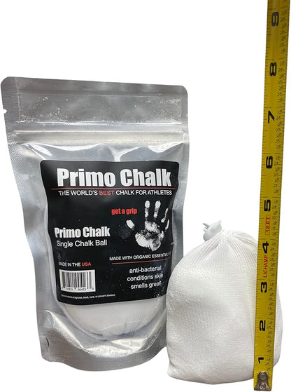 Primo Chalk 3oz. Cotton Pouch Chalk Ball: Loose Chalk for Weightlifting, Rock Climbing, & Gymnastics, Non-Toxic, Made in The USA, Superior Grip