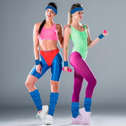 Leg Warmers for Women 80s Headband Wristbands Neon Leg Warmers Set for Sport Yoga - 80s Workout Clothes 90s Outfit for Women