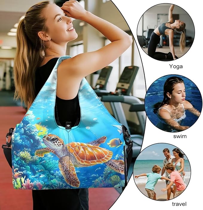 Gym Bag with Yoga Mat Holder Large Tote Bag With Multi Pockets for Women Men Dry Wet Separated Pocket Carryall Yoga Tote Bag for Pilates Travel Workout Office