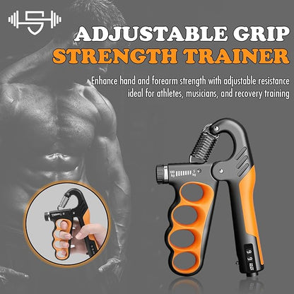Adjustable Grip Strength Trainer Hand Gripper for Grip Strength, Forearm & Wrist Strengthener, Hand Exerciser for Strength Training & Therapy 11-220Lbs(5-100KG) | Orange