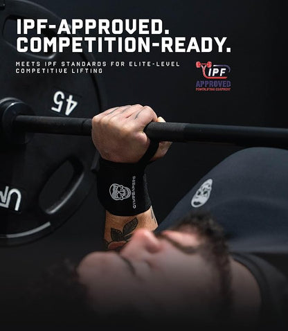 Gymreapers Weightlifting Wrist Wraps (IPF Approved) 18" Professional Quality Wrist Support with Heavy Duty Thumb Loop - Best Wrap for Powerlifting Competition, Strength Training, Bodybuilding