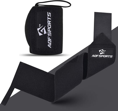AQF Wrist Wraps for Weightlifting - USPA & IPL Approved 18" Gym Wrist Support with Thumb Loop - Heavy Duty Lifting Wrist Straps for Fitness, Workout, Powerlifting, & Bodybuilding (Pair)