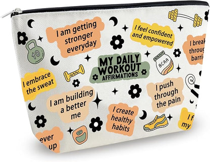 Workout Gifts for Women Gym Gifts for Women Gym Bag for Fitness Lovers Fitness Athletic Trainer Gift Workout Bag Daily Affirmations Makeup Bag Inspirational Mental Health Gift for Female