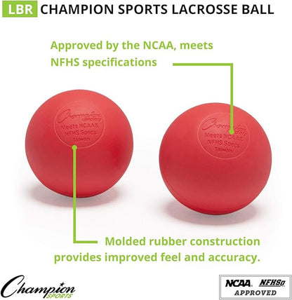 Champion Sports Lacrosse Balls – Official Size SEI Certified, Multi-Color Packs of 3, 6, or 12 for Practice & Games