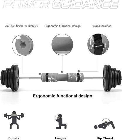 POWER GUIDANCE Barbell Squat Pad - Neck & Shoulder Protective Pad - Great for Squats, Lunges, Hip Thrusts, Weight Lifting & More - Fit Standard and Olympic Bars Perfectly