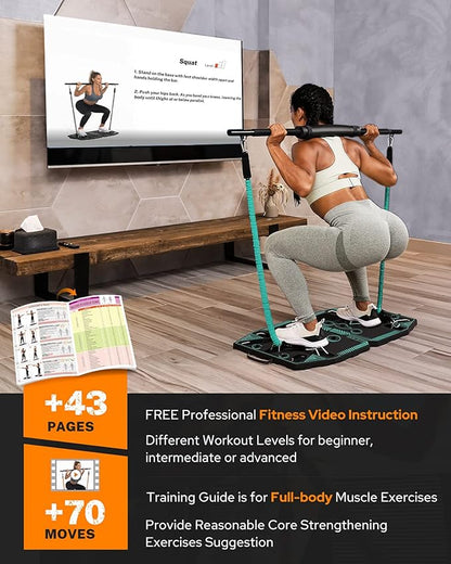 Gonex Portable Home Gym Workout Equipment with 14 Exercise Accessories Ab Roller Wheel,Elastic Resistance Bands,Push-up Stand,Post Landmine Sleeve and More for Full Body Workouts System