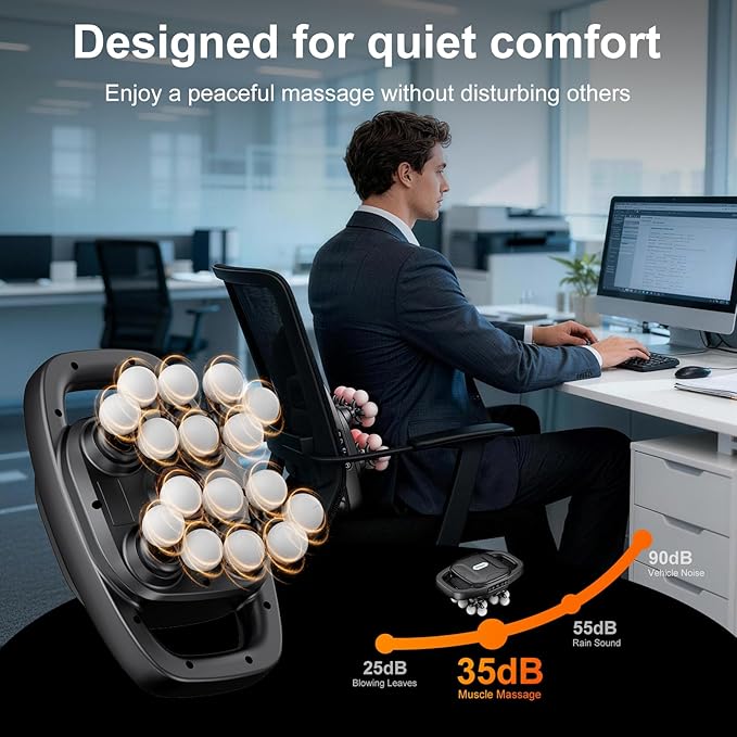 Deep Tissue Massager Gun for Back, Shoulder and Neck Pain Relief, Powerful Shoulders, Back Massager, Legs, Foot Massager & Full Body Muscle Recovery with 16 Massage Heads, 3 Modes & 30 Speed
