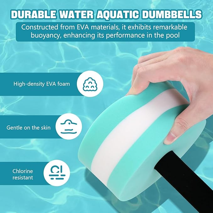 Aquatic Dumbbells, 2PCS Water Aerobic Exercise Foam Dumbbell Pool Resistance, Detachable Water Aqua Fitness Barbells Hand Bar Exercises Equipment for Weight Loss