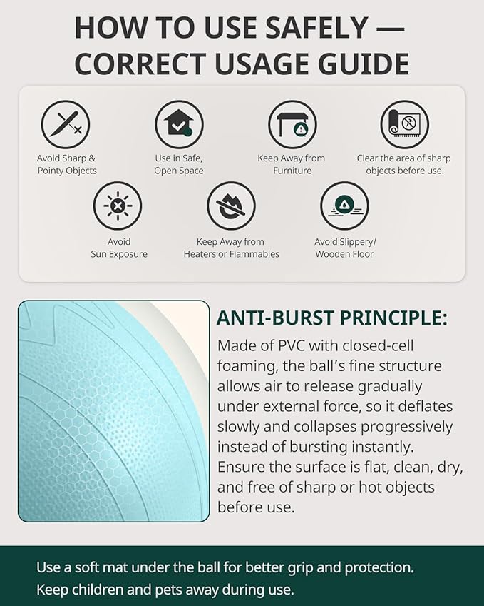Trideer Pregnancy Birthing Ball, 1.7mm Extra Thick Yoga Ball for Maternity, Labor, Physio, Recovery, Illustrated Exercise Guide & Baby Memory Book Included, 1000LB Anti-Burst & Non-Slip Stability Ball