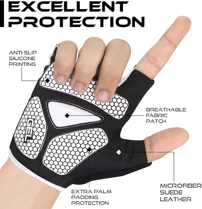 BEAST RAGE Half Finger Cycling Gloves for Men Women, Gel Padded Anti-Slip Shock Absorbing Weight Lifting Gym Gloves Cycle Mountain Bike Gloves for MTB, Biking, Hiking