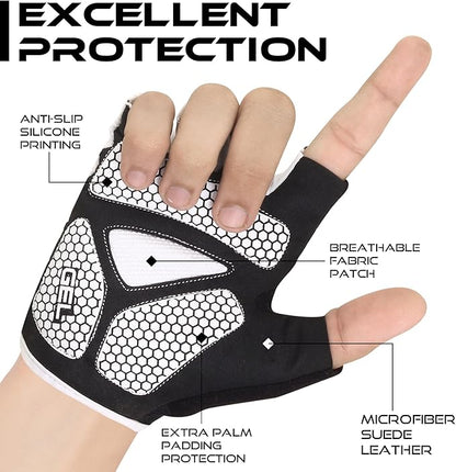 BEAST RAGE Half Finger Cycling Gloves for Men Women, Gel Padded Anti-Slip Shock Absorbing Weight Lifting Gym Gloves Cycle Mountain Bike Gloves for MTB, Biking, Hiking