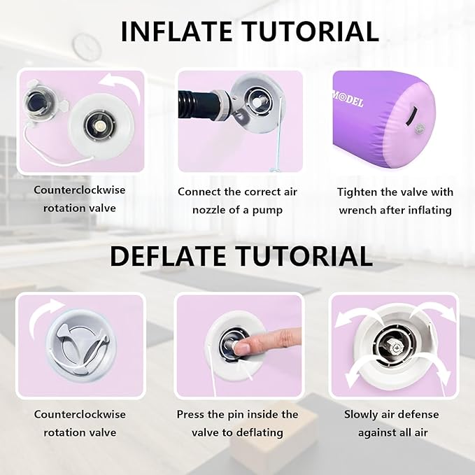 Air Roller Gymnastics Barrel Inflatable Tumbling Roller Air Mat, Air Barrel Gymnastics Tumble Track Mat with Pump for Backhandspring/Training Cheerleading/Yoga/Home and Outdoor Use