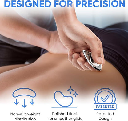 Myofascial Releaser Compact Muscle Scraper Tool – 304 Stainless Steel Portable IASTM & Gua Sha Scraping Instrument with Ergonomic Grip for Manual Bodywork and Massage Techniques