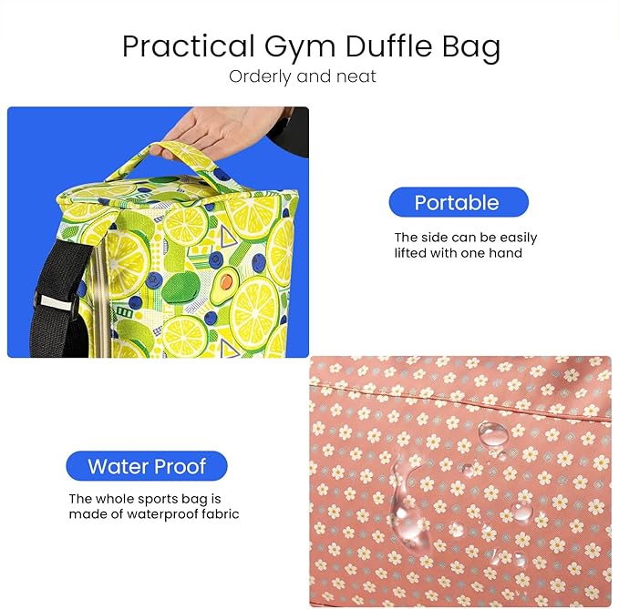 C&F BOGMOST Small Gym Bag for Women & Men,Small Lightweight Duffel Bag Carry On Bags Mini Duffel Travel Bag Waterproof Sports Bags for Workout/Sport/Trave,Pink Flowers