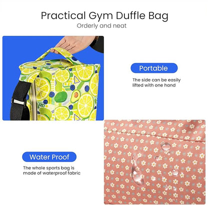 C&F BOGMOST Small Gym Bag for Women & Men,Small Lightweight Duffel Bag Carry On Bags Mini Duffel Travel Bag Waterproof Sports Bags for Workout/Sport/Trave,Pink Flowers