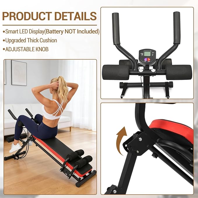 2 in 1 Ab Bench, Adjustable Ab Workout Bench,Exercise Machine Bench Home Gym for Sit-Up,Glider,Push UP, Max Weight Capacity 330 Lbs