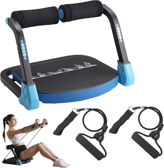 Ab Machine with Resistance Bands for Abdominal Exercise - 3 Levels Adjustable Sit-Up Exercise Equipment for Home Gym, Core & Full Body Workout