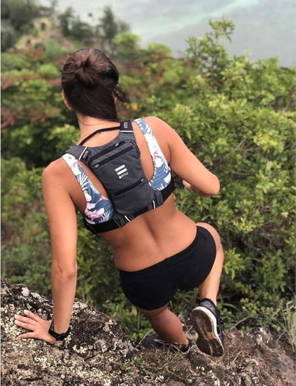 FITLY Minimalist Running Pack - Fitness Backpack Phone Holder, Storage, Thoracic Belt - Carry Personal Items - Running Gear for Men & Women - Lightweight Hydration Water Backpack