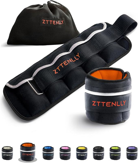 Adjustable Ankle Weights 1-5/10/15/20LBS Pair with Carry Bag - Breathable Fabrics, Reflective Trim - Strength Training Leg Wrist Arm Ankle Walking Weights Sets for Women Men Kids