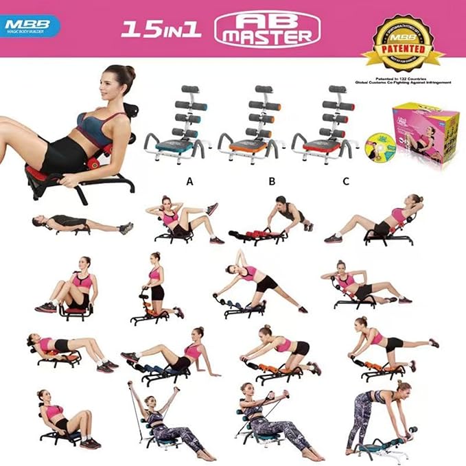 Ab Machine for Stomach Workout – Multi-Functional Adjustable Ab Trainer Machine with Waist Twister, Ab Rocket & Ab Cruncher – Abdominal Exercise Equipment for Home Gym