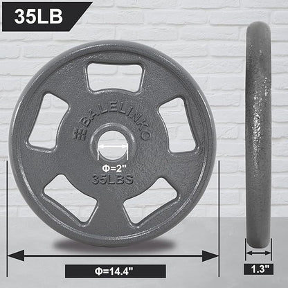 Balelinko Cast Iron 2-Inch Olympic Grip Plate Weight Plate for Strength Training, Weightlifting and Crossfit
