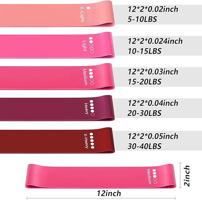 Resistance Bands for Working Out, Latex Exercise Bands Set of 5, Elastic Bands for Exercise with Workout Guide and Carry Bag, Fitness Bands for Strength Training, Yoga, Pilates, Home Workout