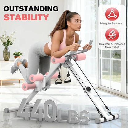 DERACY Ab Workout Machine Adjustable Ab Trainer Abdominal Trainer for Home Gym Foldable Ab Crunch Machine for Core 440 LBS