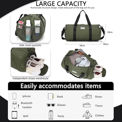 BE SMART Waterproof Mens Gym Bag with Shoe Compartment, Sports Gym Duffle Bag with Adjustable Strap for Men Women, Lightweight Large Sport Duffel Bag for Travel, Sports, Fitness(Navy Blue)