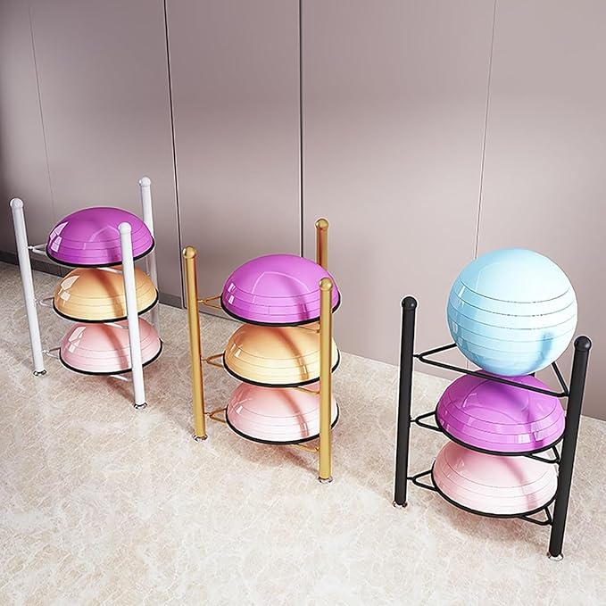Balance Ball Half Rack, Iron Exercise Balls Holder for Home Gym, Floor Stand Balance Trainer Shelf