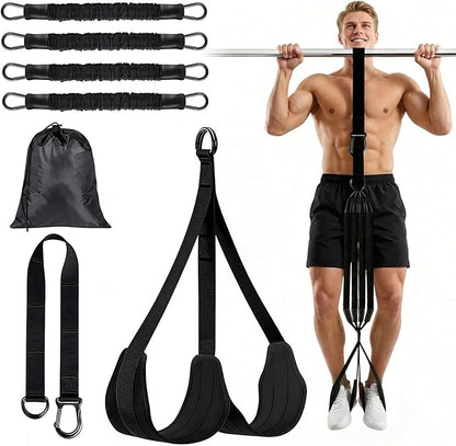 Pull Up Assistance Bands for Home Gym, 4 Adjustable Resistance Bands for Pull Ups and Strength Training, with Foot Rests, Extension Strap, Suitable for Beginners, Full-Body Workouts