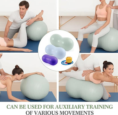 Jexine Peanut Ball for Kids Therapy - 3-Piece Anti-Burst Set, Yoga Balance Exercise Ball for Pregnancy & Home Gym, Includes 1 Pump & 3 Size Options