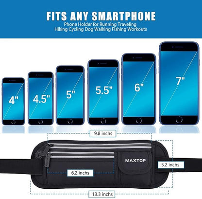 Slim Running Belt Fanny Packs for Women Men, Reflective Waist Pack Phone Holder for Walking Fitness Workout Exercise,Water Resistant Running Travel Belt Bag Jogging Pouch, Gym Accessories for Runner