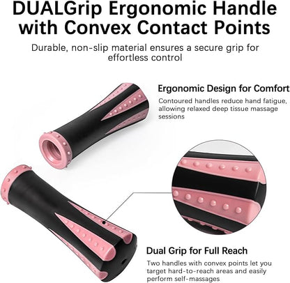 Muscle Roller Massage Roller Stick- Deep Tissue Fascia Blaster for Myofascial Pain Relief, Lymphatic Drainage & Body Sculpting, Handheld Physical Therapy & Recovery Tool (Pink black-18 inch)