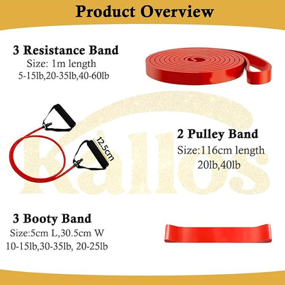 8-Piece Resistance Band Set for Home Workout with Pull-Up Assistance Loop and Booty Bands with Handles Ideal for Full-Body Strength Training Glute Activation and Stretching Fitness Kit