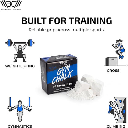 WARM BODY COLD MIND Sport Chalk Block - Gym Chalk for Weightlifting - Moisture-Absorbing Magnesium Carbonate - Gymnastics Hand Grip
