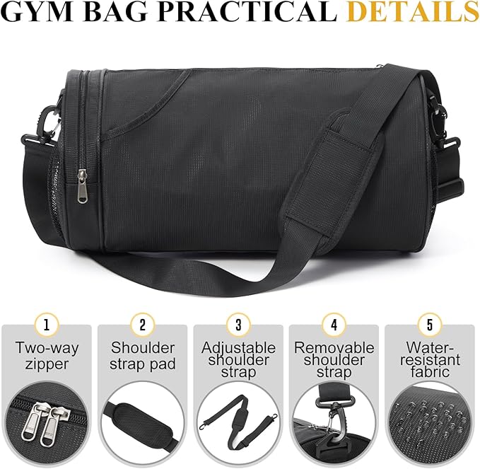 Small Sports Gym Bag Workout Lightweight Mini Duffel Bags for Men Women,Daily Bag,Medium(Black)